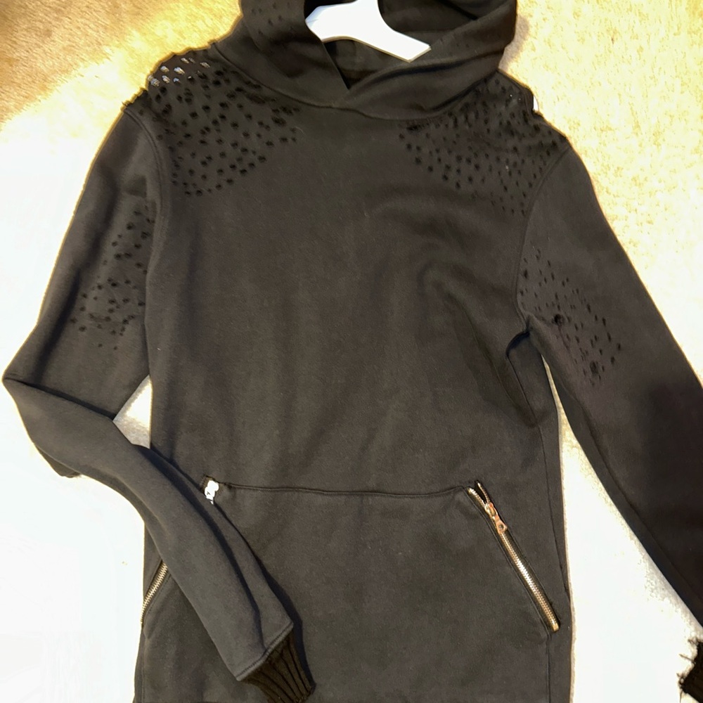 AMIRI Black Hoodie with Shotgun Details
